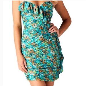 Max & Cleo Keegan Bluesail Strapless Ruffle Dress Sweetheart Neckline Size 14
